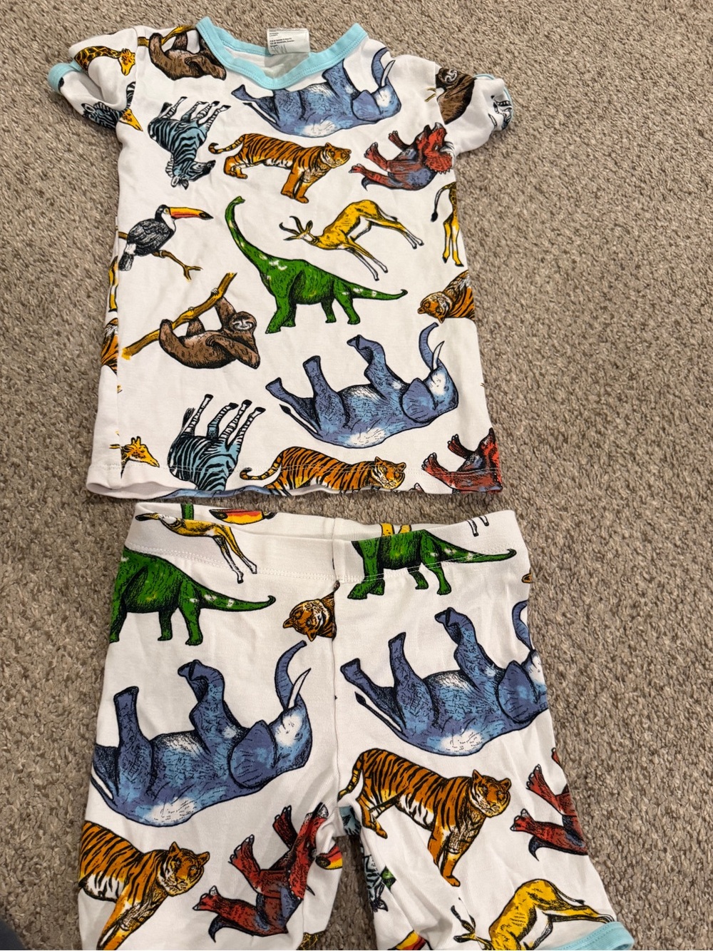 H&M Kids Animal Print Pajama Set - White with Multicolor Animals